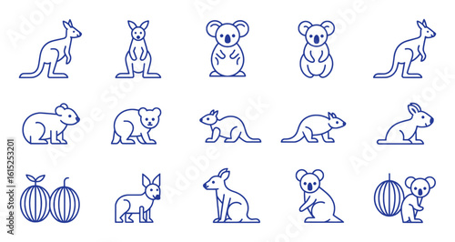 Australian Animals And Fruits Collection kangaroo koala