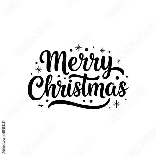 Merry christmas text with snowflakes and dots artful silhouette