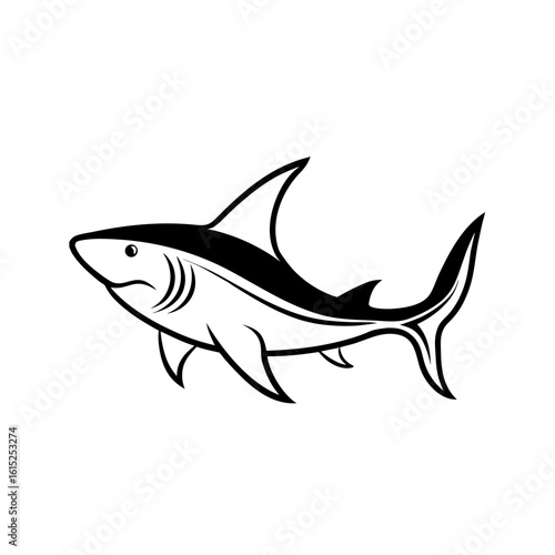 Swimming Shark Silhouette  Ocean Wildlife Vector for Kids’ Crafts, Posters & Branding Prints