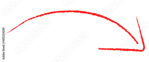Dynamic red arrow drawing curves downwards indicating direction, progress, or a downward trend with vibrant energy
