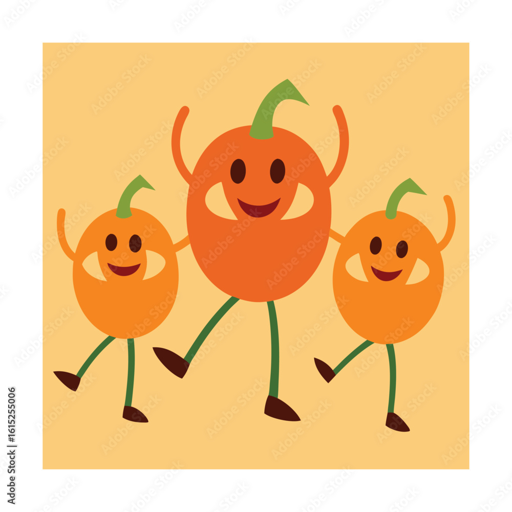 Obraz premium Dancing Cartoon Pumpkin Trio