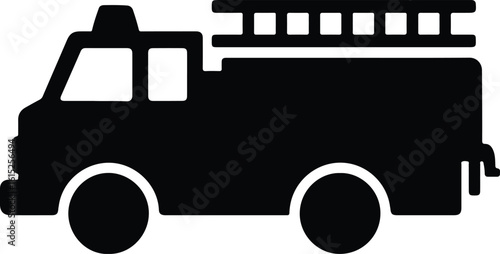 Silhouette fire truck emergency vehicle ladder transport vector illustrator