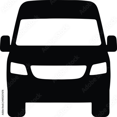 Silhouette front view of van vehicle vector illustrator