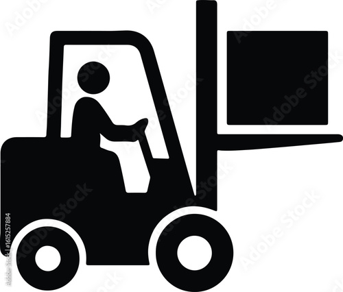 Silhouette forklift truck carrying box icon delivery vehicle vector illustrator