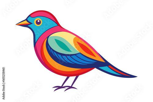 Vector illustration of a vibrant cartoon parakeet, also known as a budgie, featuring bright blue and yellow plumage with green feather detailing.