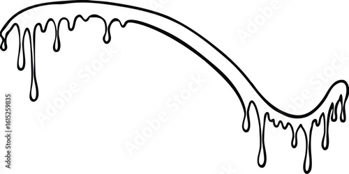 Abstract black and white line art of dripping liquid or melting substance