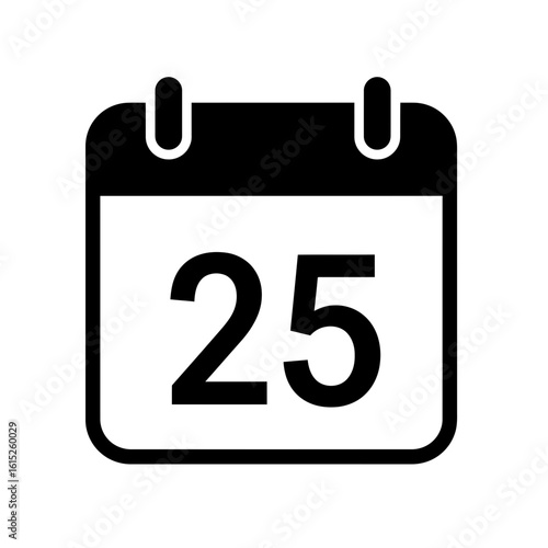 Illustration of a calendar showing the date of 25th silhouette