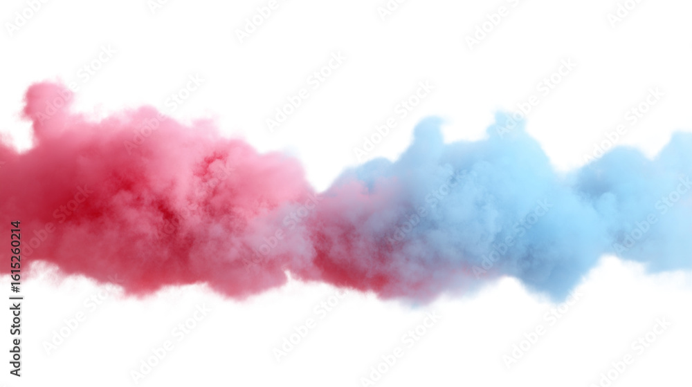 Naklejka premium Vibrant smoke with red and blue color isolated on white background