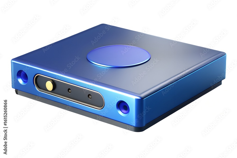 Fototapeta premium Compact blue electronic device with circular top accent