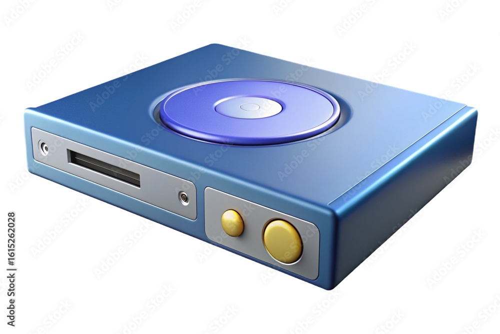 Fototapeta premium Retro blue portable cd player with yellow buttons