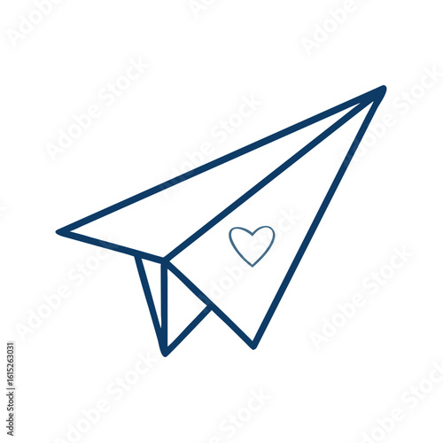  Paper airplane with a heart symbol for a declaration of love