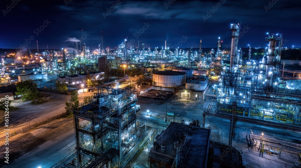 Fototapeta premium Industrial complex at night (8)