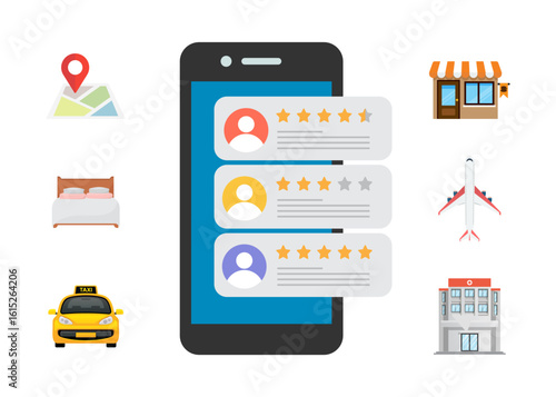 Rating and customer satisfaction concept. Stock illustration