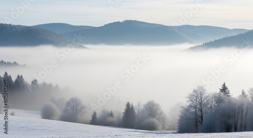 Wallpaper Mural Winter Landscape with Fog and Trees Torontodigital.ca