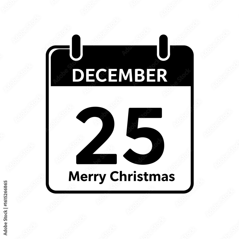 Fototapeta premium December twenty fifth christmas calendar reminder silhouette