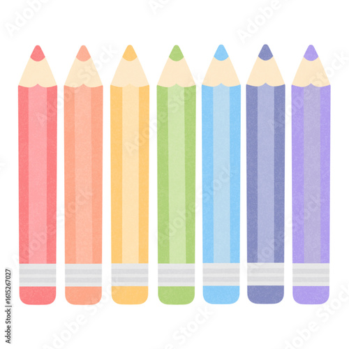 colored pencils on white background