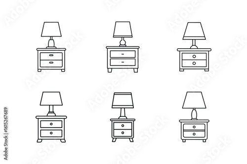 nightstand lamp line art vector illustration