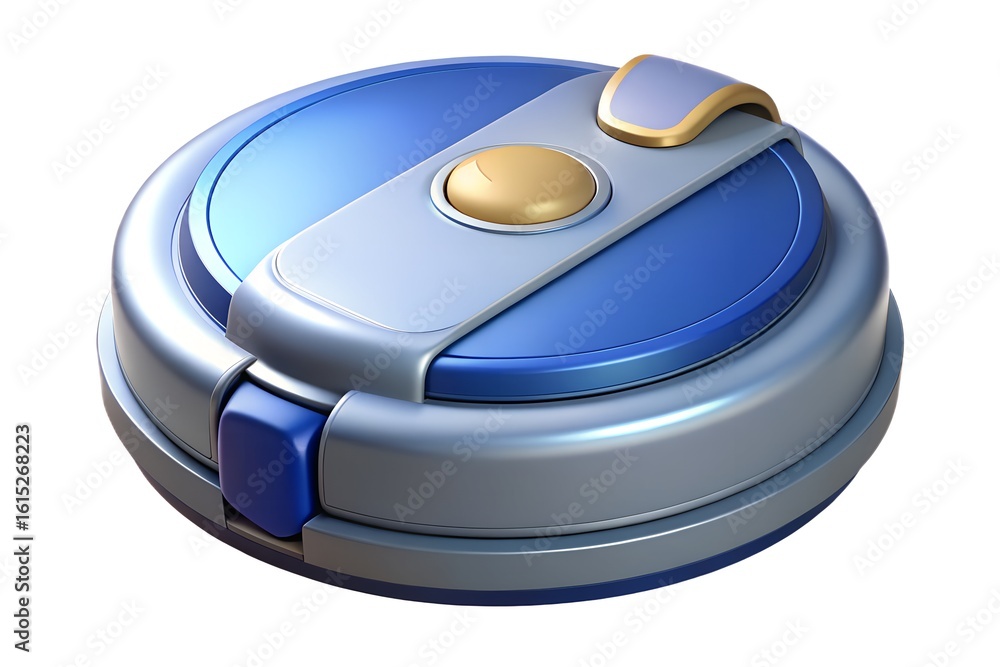 Modern circular gadget with blue and silver accents Modern circular gadget with blue and silver accents