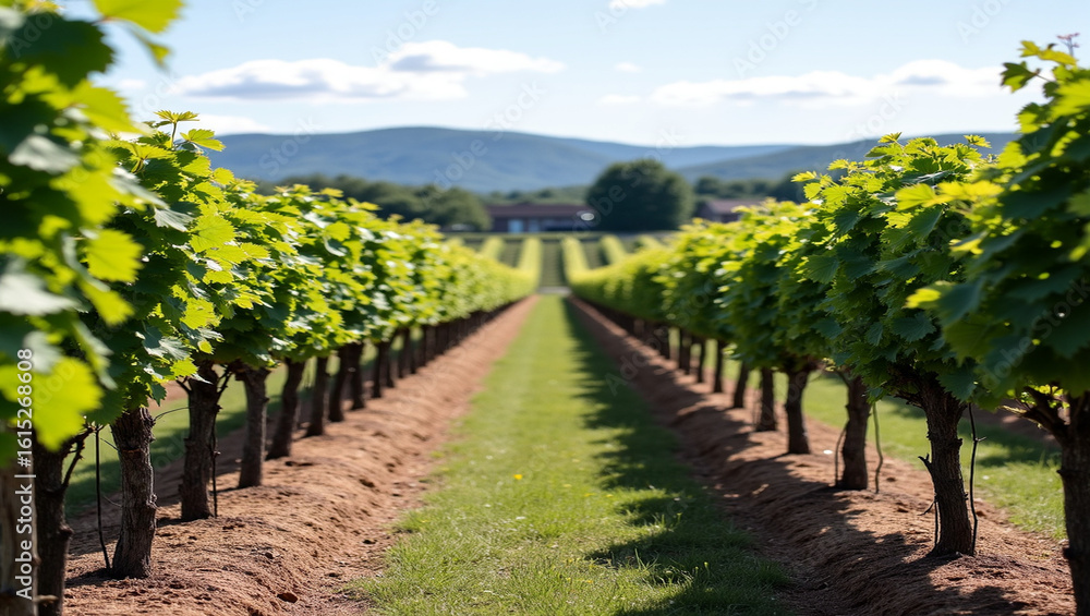 Naklejka premium Rustic vineyard with seasonal wine tastings