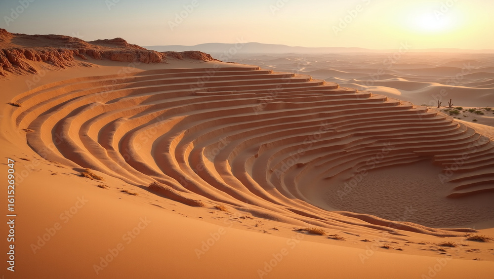 Naklejka premium Sand dunes sculpting an ancient amphitheater