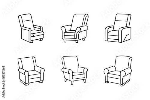 recliner chair icon line art vector illustration