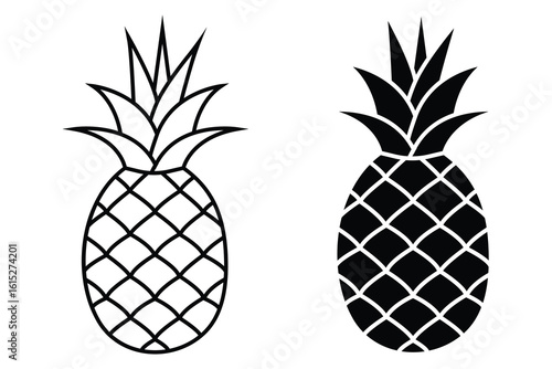 Pineapple symbol icon Vector. pineapple icon vector design templates. Color less black and white contour line pineapple icon. Vector illustration.
