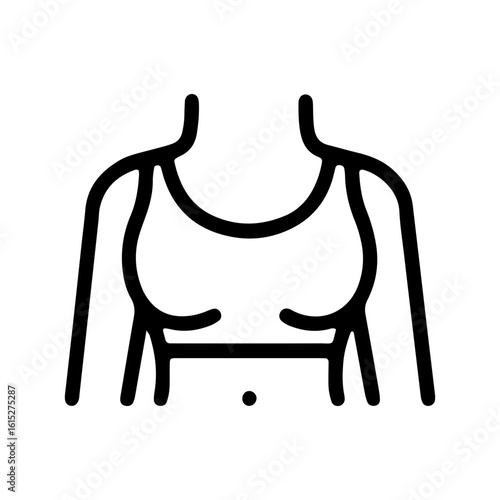 Illustration of a woman's upper body wearing a sports bra outline style