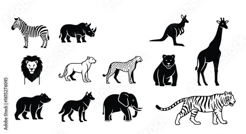 Vector silhouette illustration a stylized illustration of a cheetah standing on a plain white background