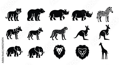 Vector silhouette illustration a stylized illustration of a cheetah standing on a plain white background