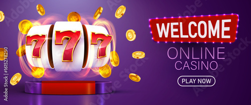 Slot machine wins the jackpot. 777 Big win concept. Casino jackpot.
