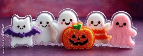 Wallpaper Mural Halloween themed cute ghost and pumpkin treats festive celebration food photography spooky atmosphere close-up view whimsical concept Torontodigital.ca