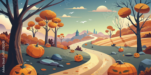 Whimsical Halloween Animal Illustration with Playful Design Elements and Bright Colors
