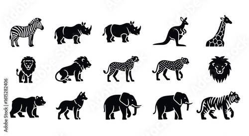 Vector silhouette illustration graceful silhouette of a spotted cheetah or leopard walking, isolated on a white background