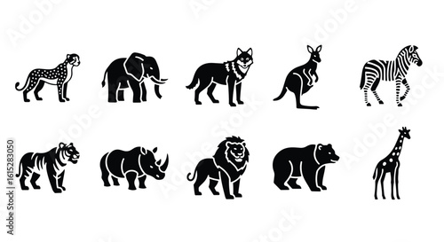 Vector silhouette illustration a black silhouette of a wolf standing alert, isolated on a white background