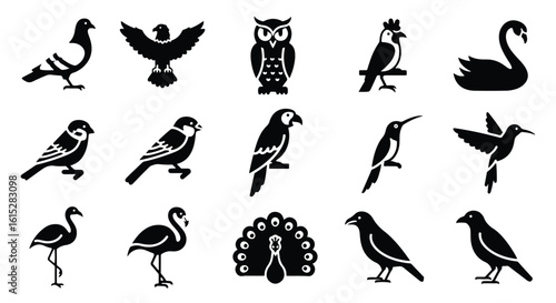 Vector silhouette illustration a black silhouette of a parrot perched, isolated on a white background