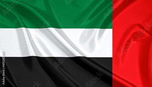 Free Download UAE flag with red vertical and green-white-black horizontal bands—expressing unity, strength, and national pride through a bold symbol of heritage and federation. - GFXLoad