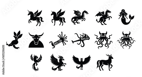 Vector silhouette illustration a mythical basilisk creature illustration with a deadly gaze