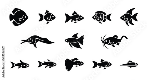 Vector silhouette illustration a black silhouette of a fish, representing aquatic life and the ocean