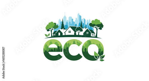 Sustainable urban living thrives with green homes and eco-conscious cityscapes blending nature and modern development