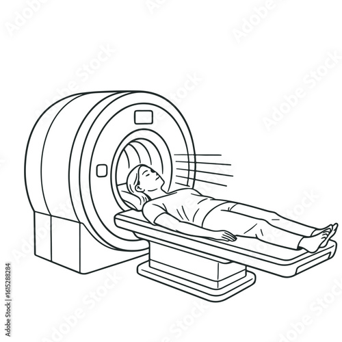 Doctor Explaining Medical Procedure to Patient Near CT Scan Machine