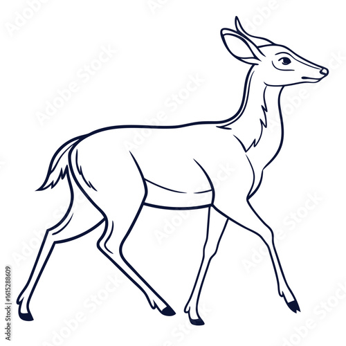 Isolated brown and white cartoon vector silhouette illustrations of wild mammals including deer and farm horses