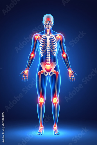 Full Body Illustration Highlighting Joint Pain from Arthritis