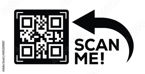 Scan QR code icon. Digital scanning qr code. QR code scan for smartphone. Scan Here text on top of the qr code
