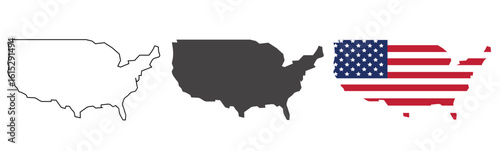 High-quality USA map vector design featuring detailed country outline, editable states, patriotic American flag map style, perfect for education, presentations, infographics, and print templates