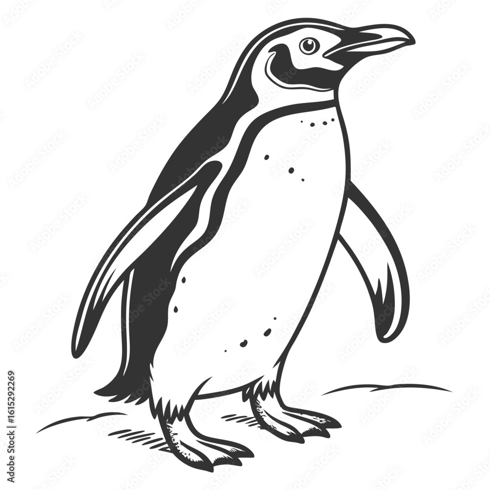 Obraz premium Cute cartoon penguin vector illustration, isolated on white, perfect for winter or Arctic nature designs