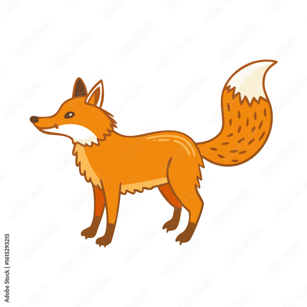 Obraz premium Illustration of a cartoon fox standing playfully on a white background 