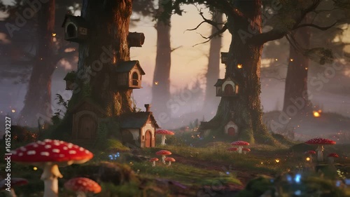 animated fairy tale castle in forest looping