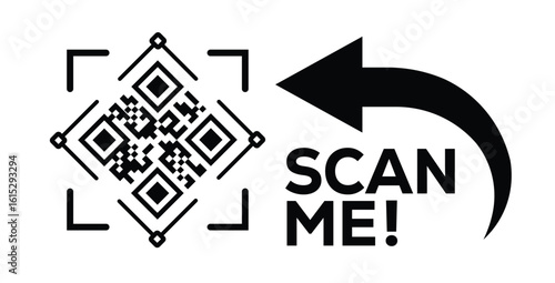 Scan QR code icon. Digital scanning qr code. QR code scan for smartphone. Scan Here text on top of the qr code