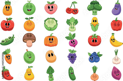 Cartoon Vegetable and Fruit Collection