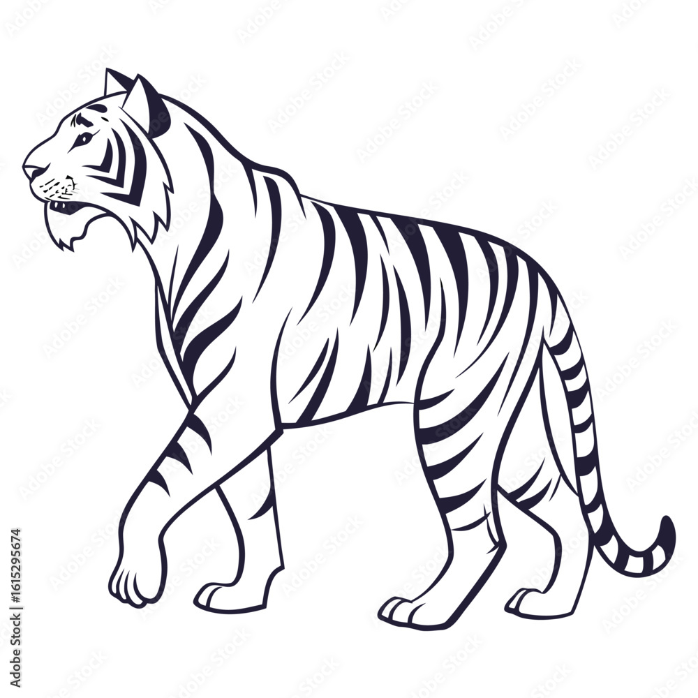 Obraz premium Isolated vector illustration of a cute striped tiger head, blending tiger and zebra elements, perfect for wildlife and safari-themed art
